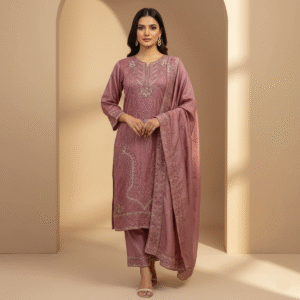 Bichitra Silk Karchupi 3 Piece Set (Gray Red)