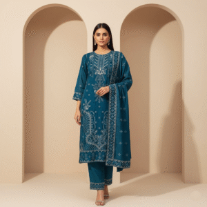 Bichitra Silk Karchupi 3 Piece Set (Azure)