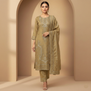 Bichitra Silk Karchupi 3 Piece Set (Golden)