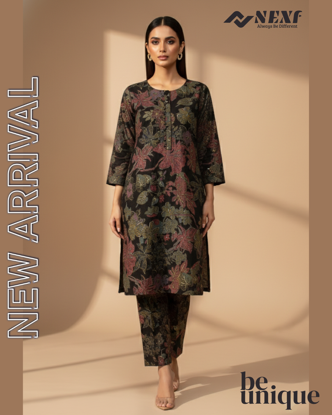 Maisha Cotton Kamiz and Pant 2 Pcs Set (Black)