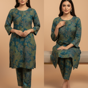 Maisha Cotton Kamiz and Pant 2 Pcs Set (Sage Green)